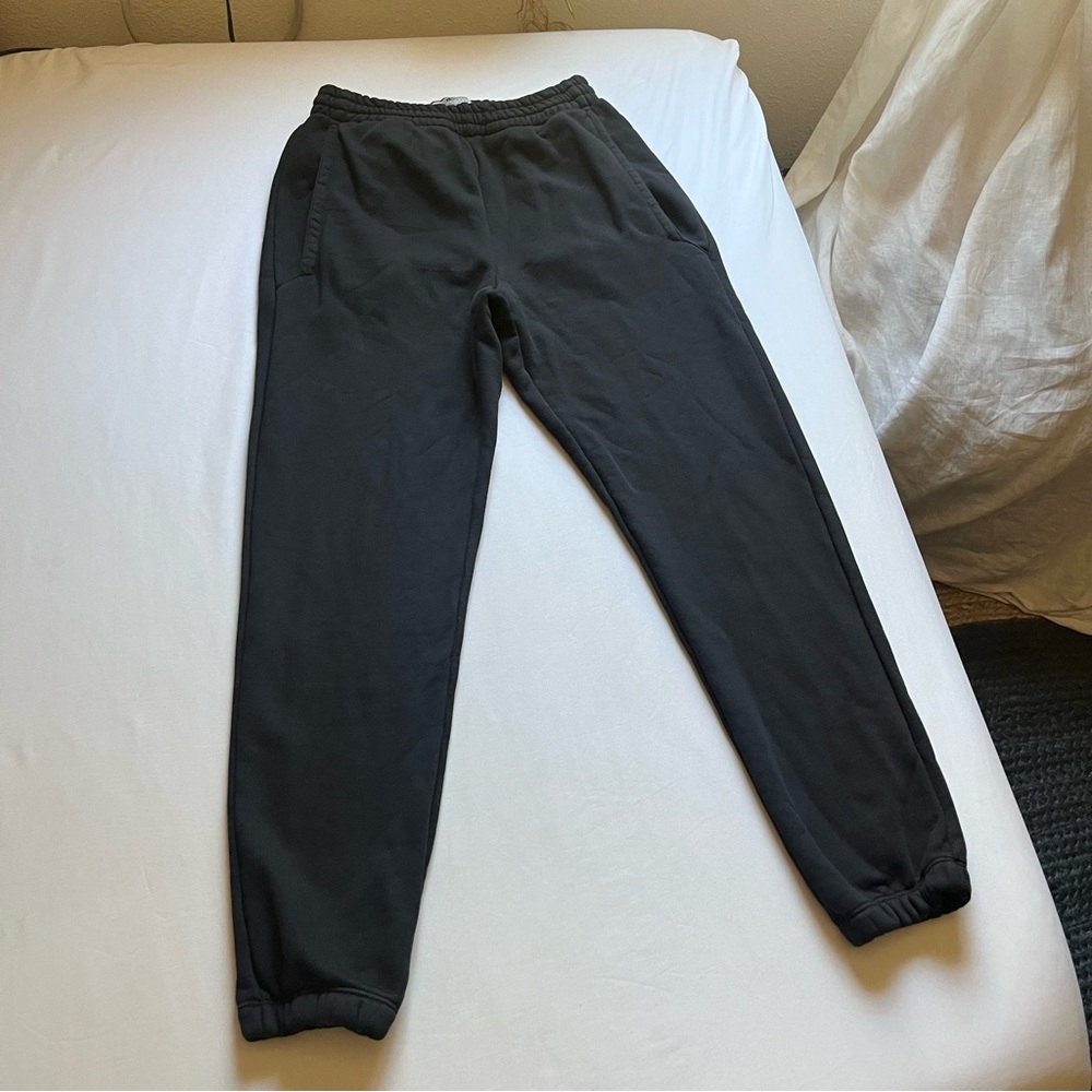 ERIC EMANUEL black cotton knit elastic waist jogger sweat pants